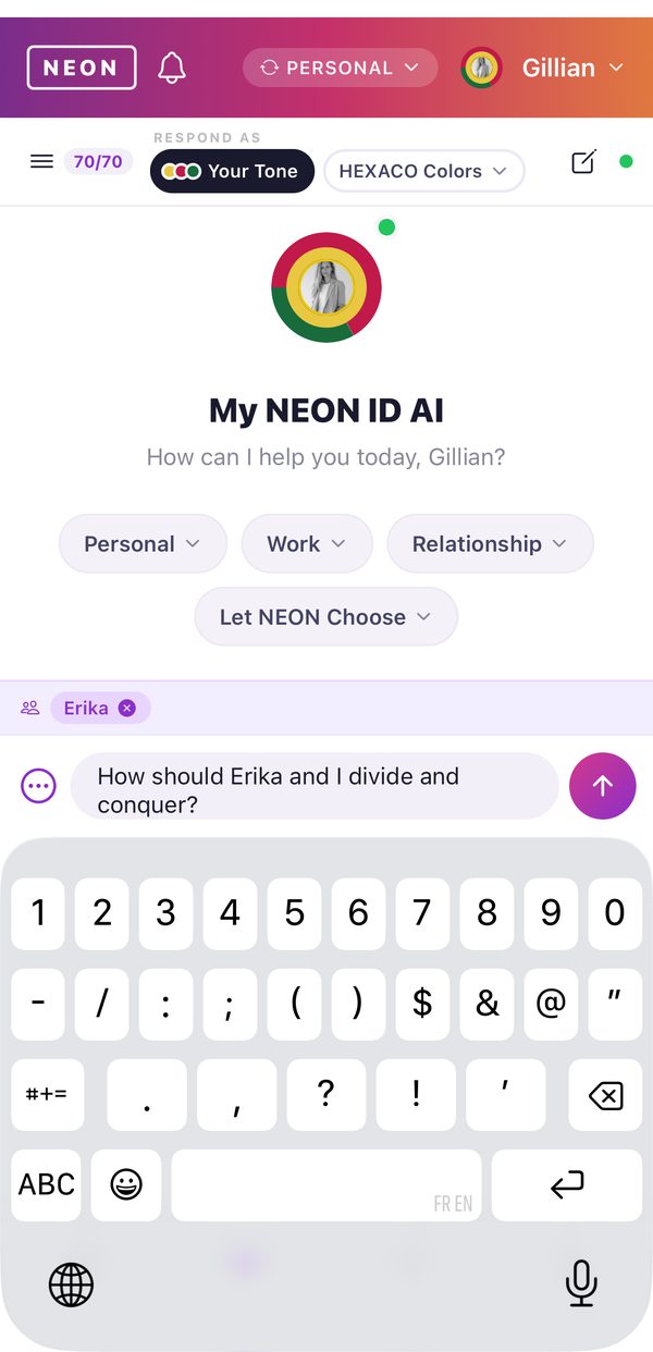 Adding Erika to a NEON ID AI chat